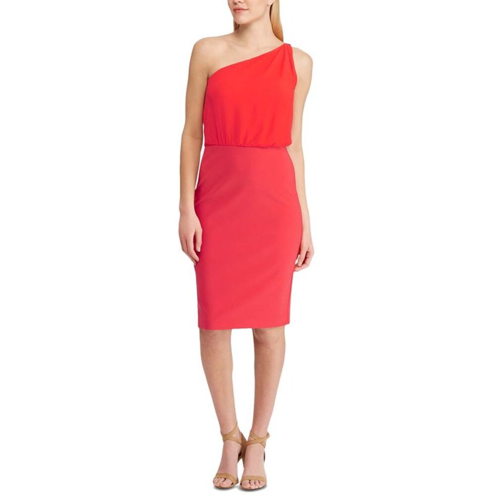 Lauren Ralph Lauren Chiffon Jersey One Shoulder Dress